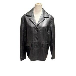 NWOT Michael Lawrence Women's Soft Black Leather Jacket Size XL